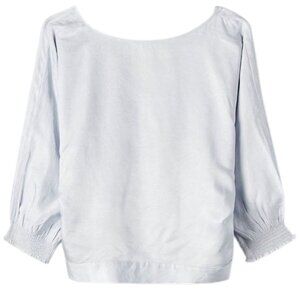 Aritzia Babaton Welsch  Blouse Cropped Reversible Wrap Top Blue Willow Women XXS